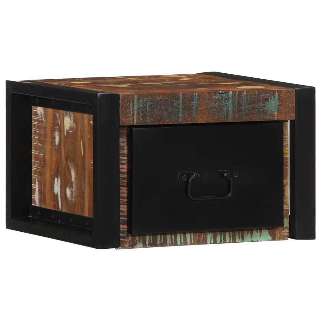 Mesa de cabeceira multicor 40x35x25cm madeira maciça recuperada
