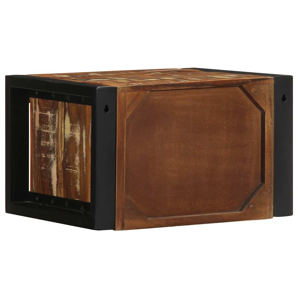 Mesa de cabeceira multicor 40x35x25cm madeira maciça recuperada