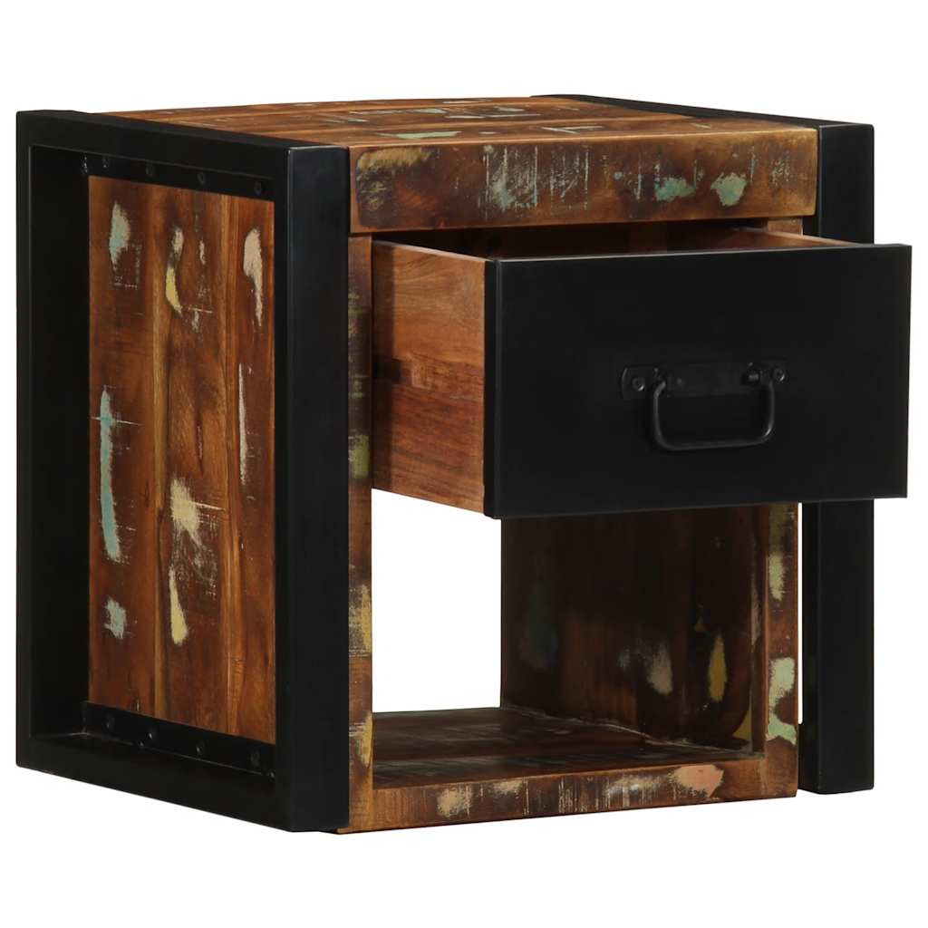 Mesa de cabeceira multicor 40x35x40cm madeira maciça recuperada