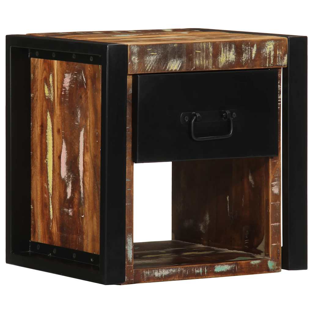 Mesa de cabeceira multicor 40x35x40cm madeira maciça recuperada