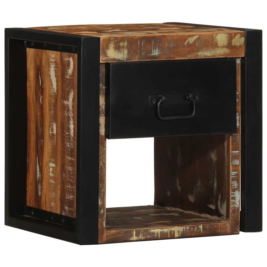Mesa de cabeceira multicor 40x35x40cm madeira maciça recuperada