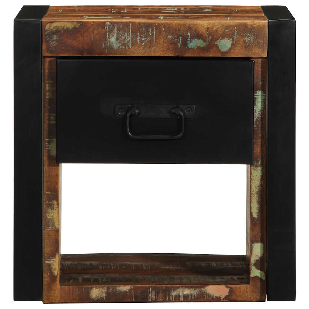 Mesa de cabeceira multicor 40x35x40cm madeira maciça recuperada