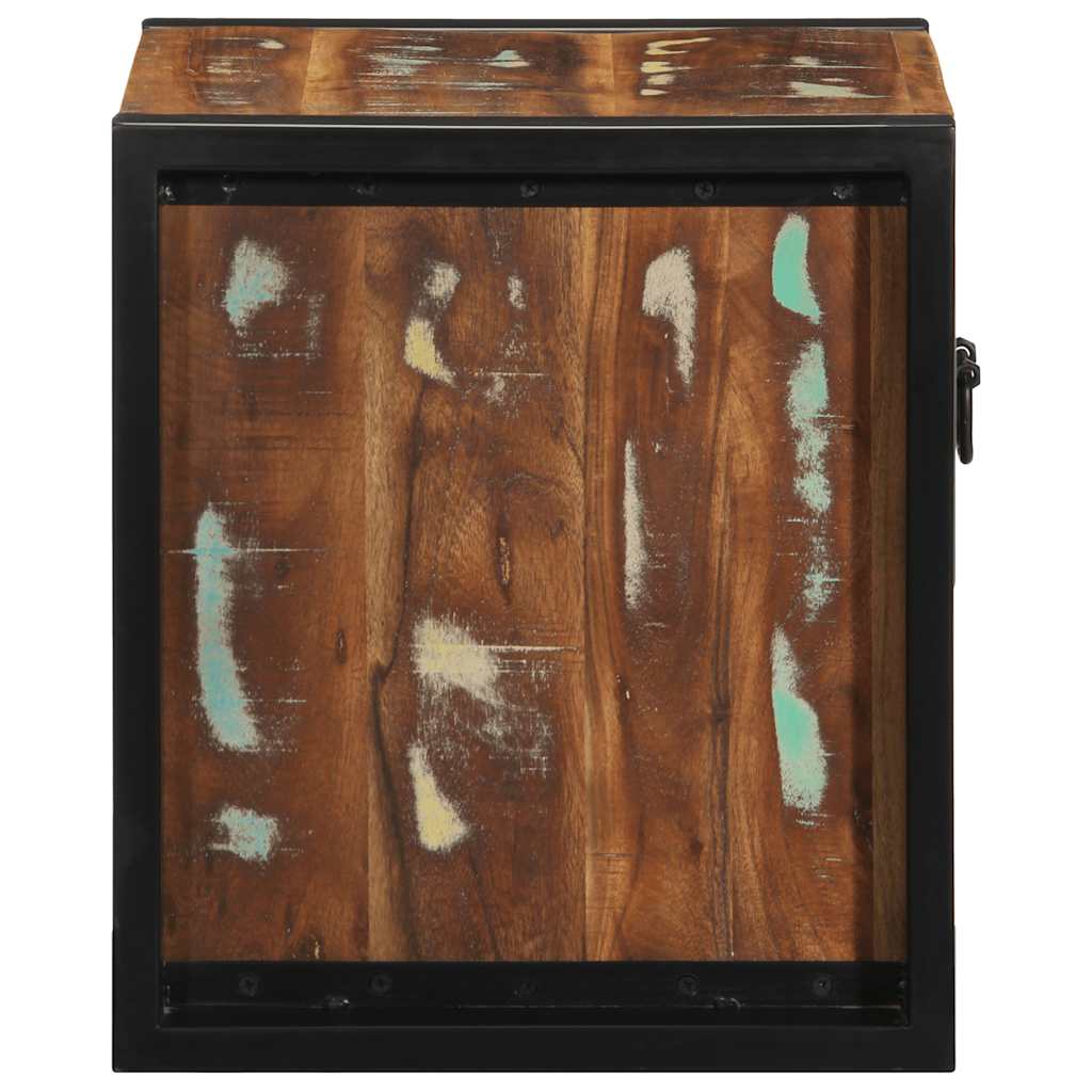 Mesa de cabeceira multicor 40x35x40cm madeira maciça recuperada