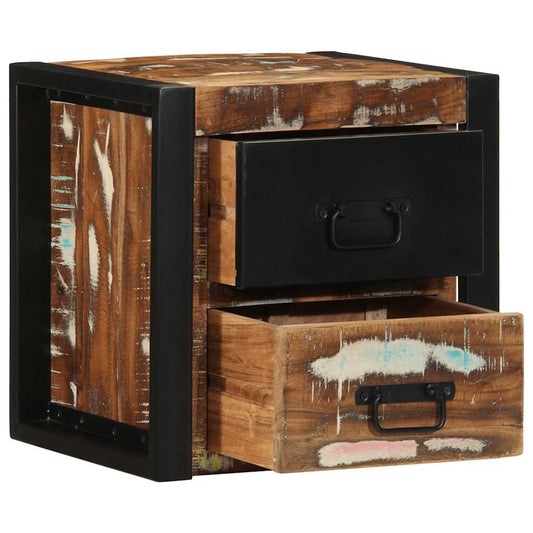Mesa de cabeceira multicor 40x35x40cm madeira maciça recuperada
