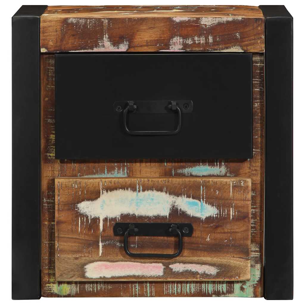 Mesa de cabeceira multicor 40x35x40cm madeira maciça recuperada
