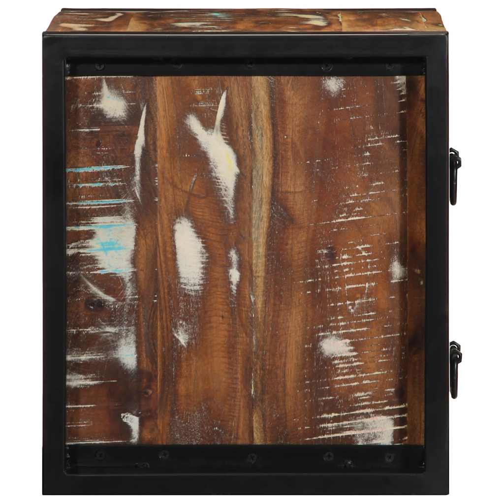 Mesa de cabeceira multicor 40x35x40cm madeira maciça recuperada
