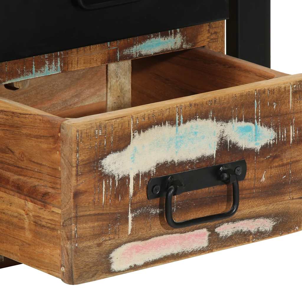 Mesa de cabeceira multicor 40x35x40cm madeira maciça recuperada