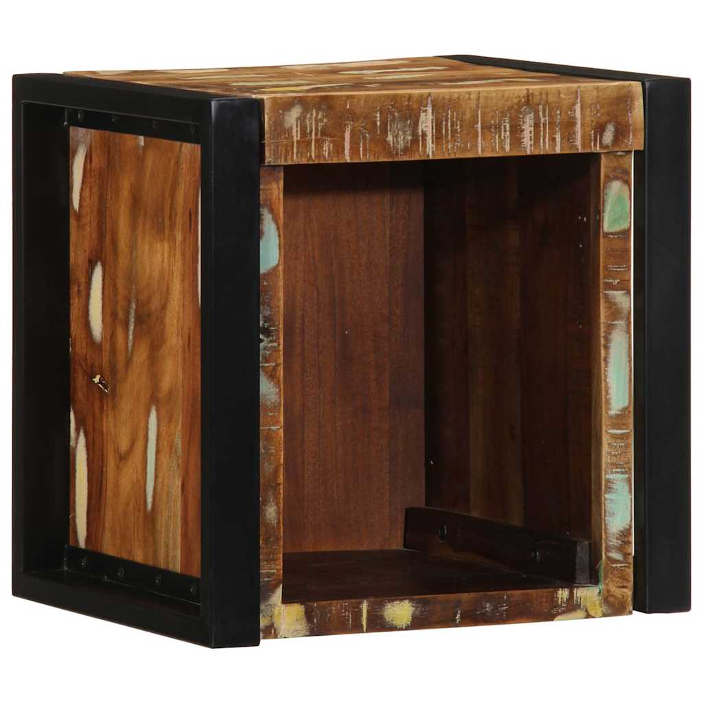 Mesa de cabeceira multicor 40x35x40cm madeira maciça recuperada