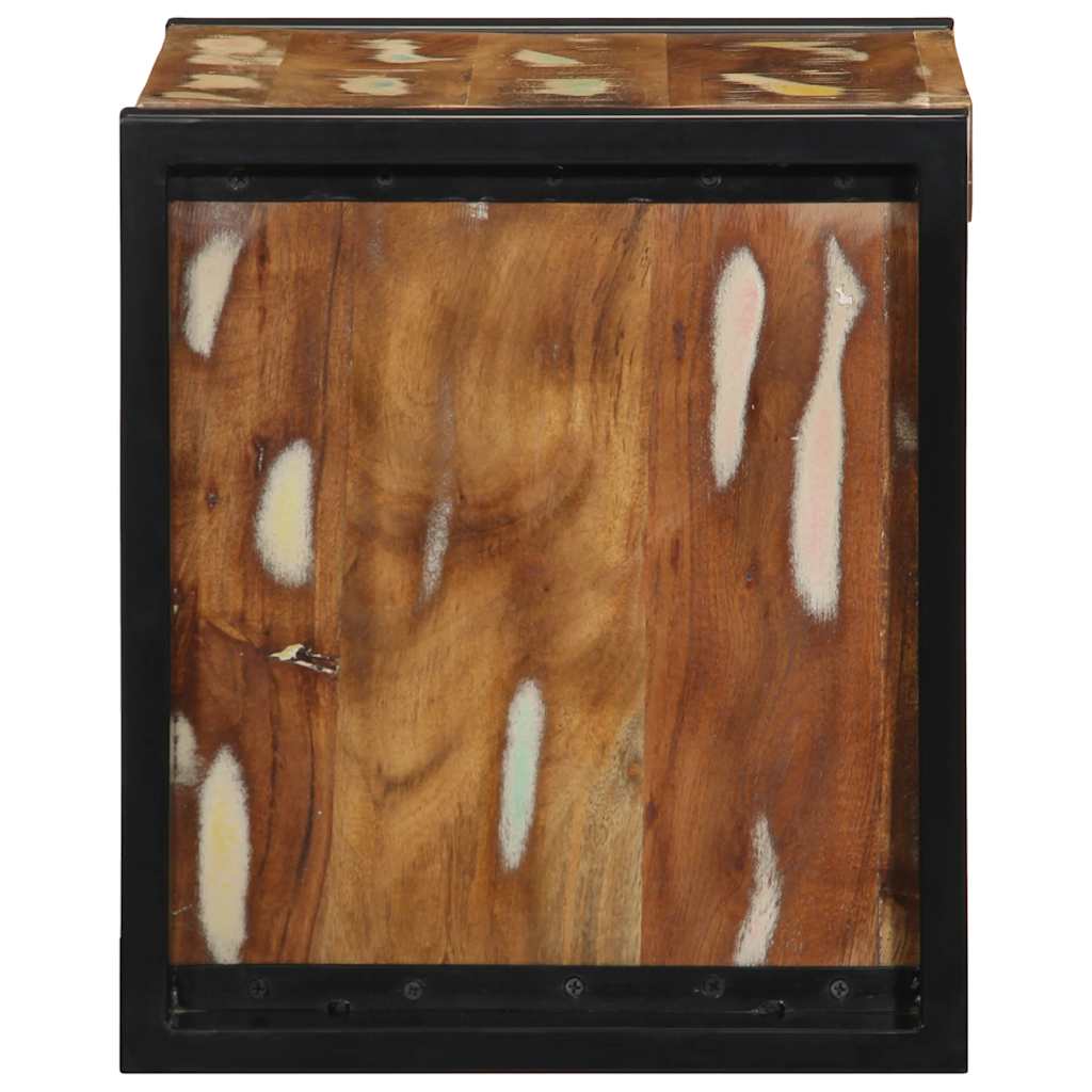Mesa de cabeceira multicor 40x35x40cm madeira maciça recuperada
