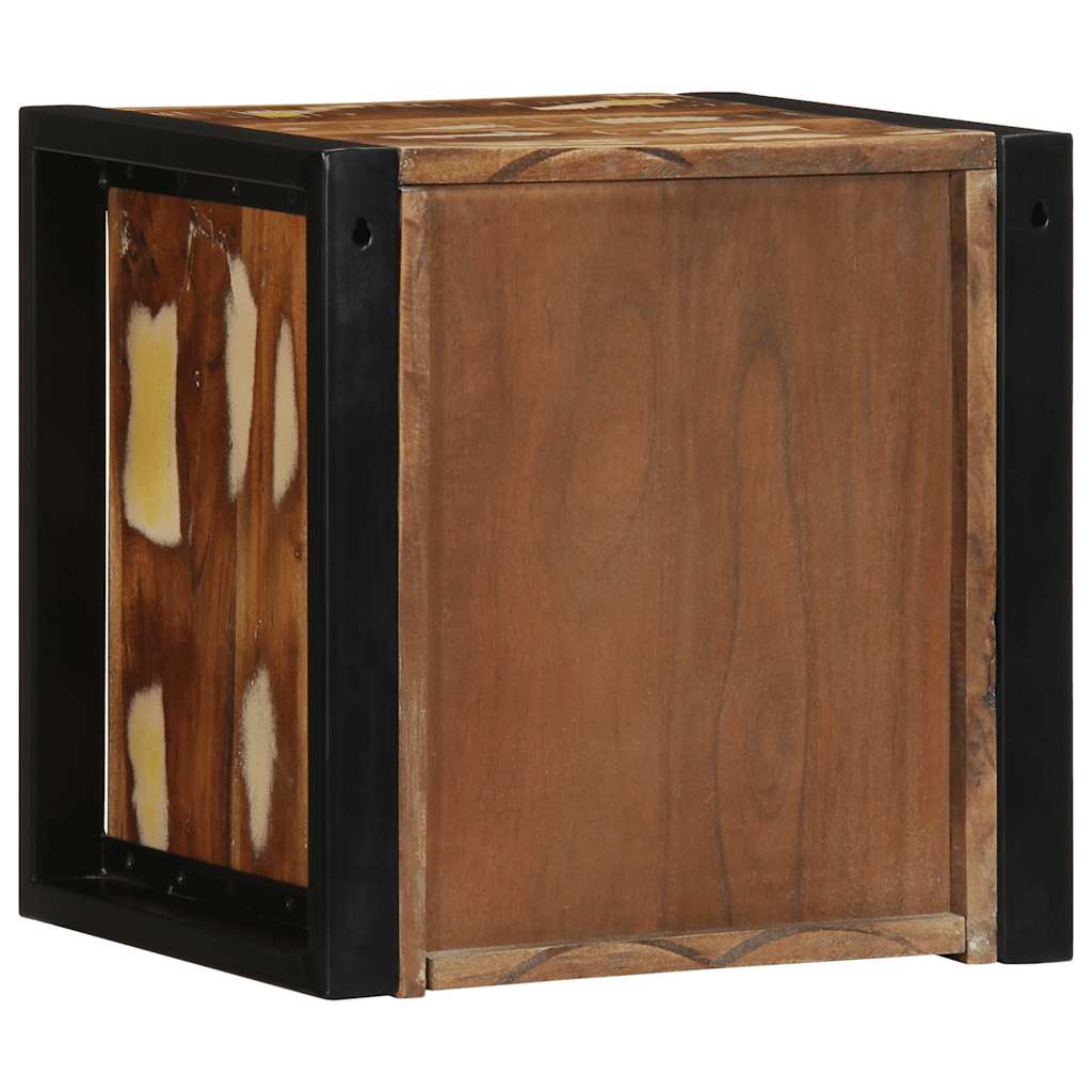 Mesa de cabeceira multicor 40x35x40cm madeira maciça recuperada