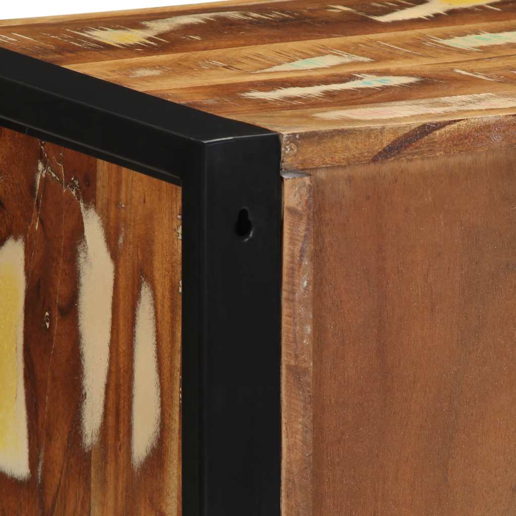 Mesa de cabeceira multicor 40x35x40cm madeira maciça recuperada