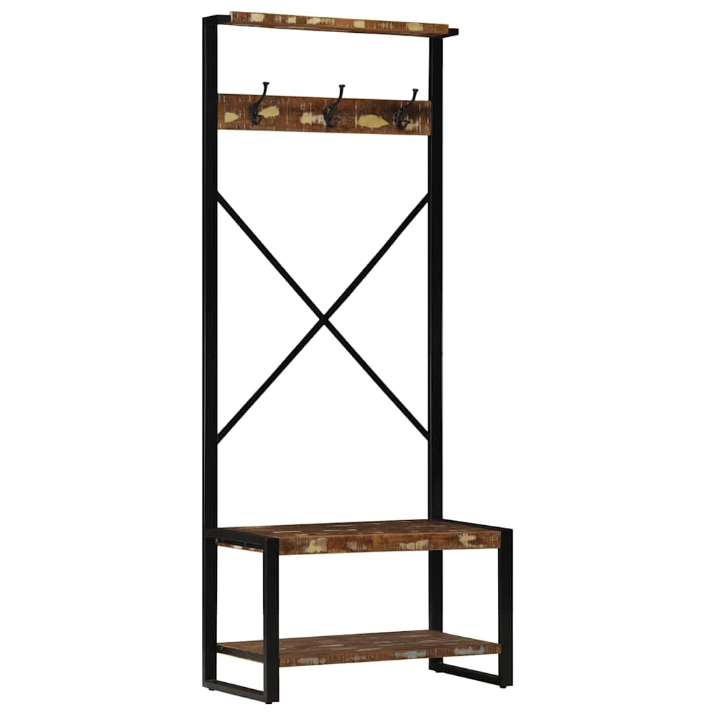Suporte para roupas 80x40x190 cm madeira reciclada maciça