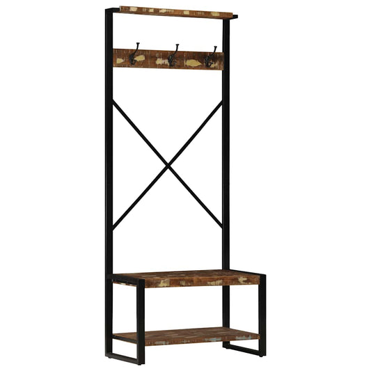 Suporte para roupas 80x40x190 cm madeira reciclada maciça