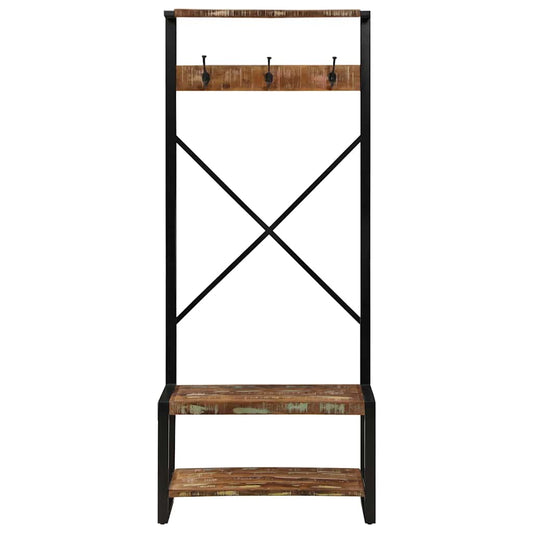 Suporte para roupas 80x40x190 cm madeira reciclada maciça