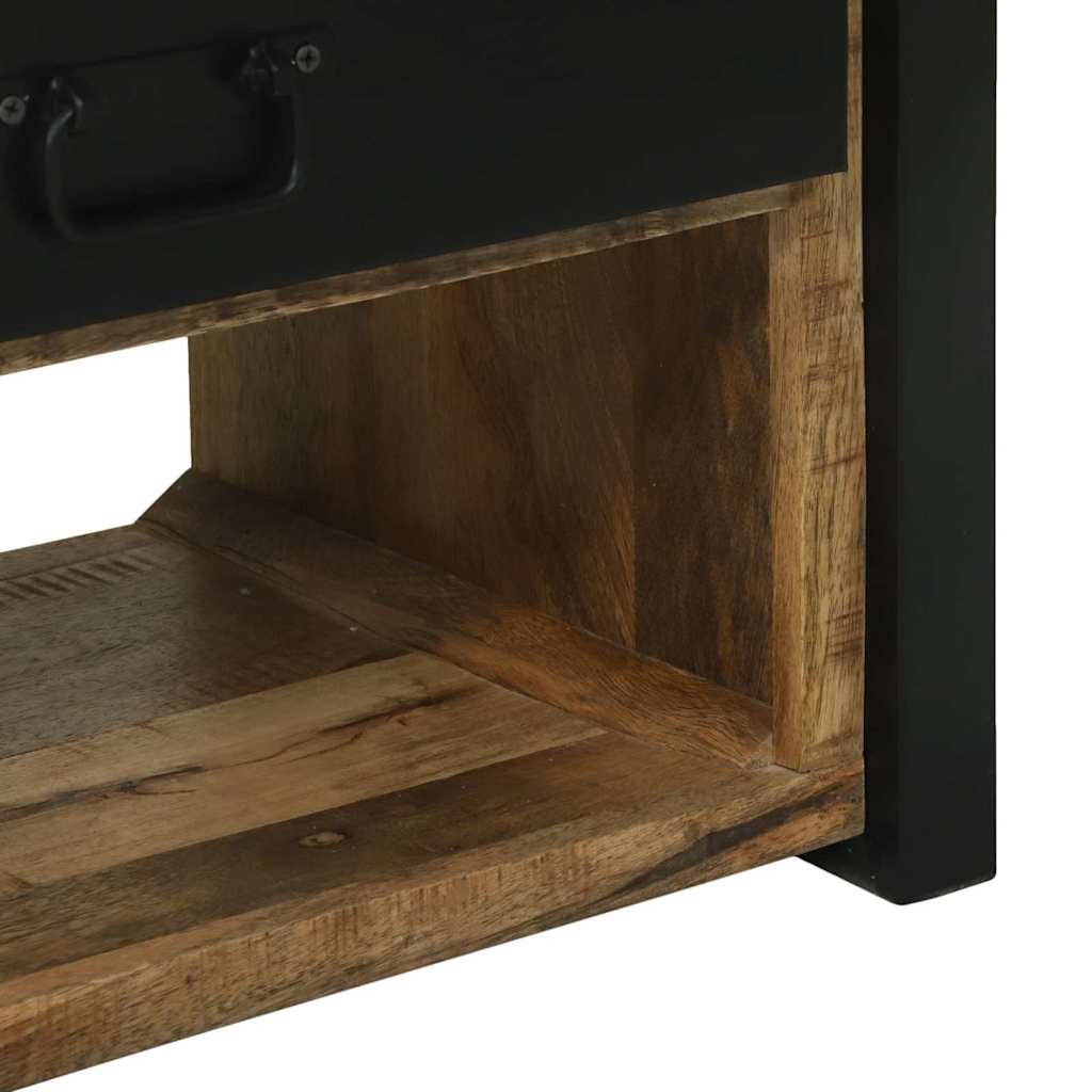 Rack de Roupas com gaveta Castanho Madeira de mangueira maciça