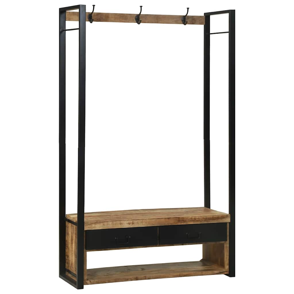 Rack de Roupas com gaveta Castanho Madeira de mangueira maciça