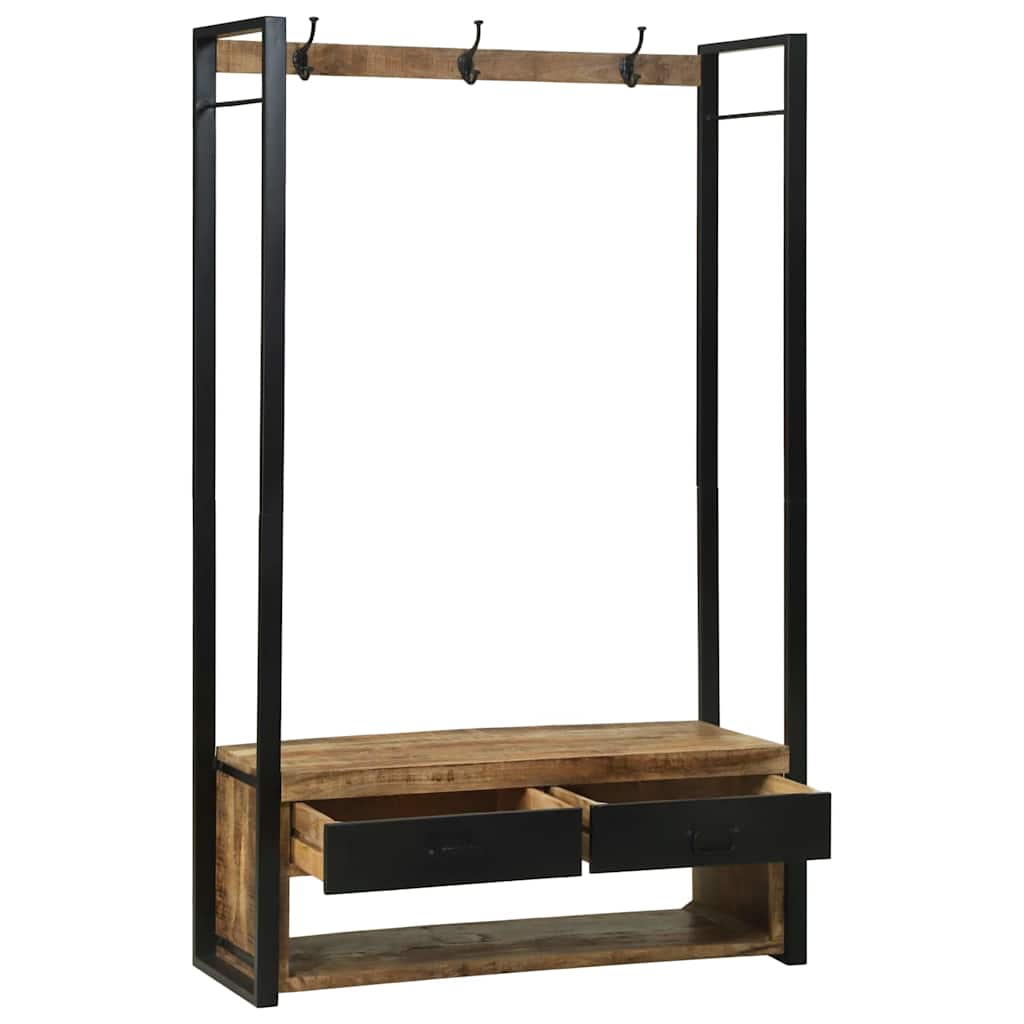 Rack de Roupas com gaveta Castanho Madeira de mangueira maciça