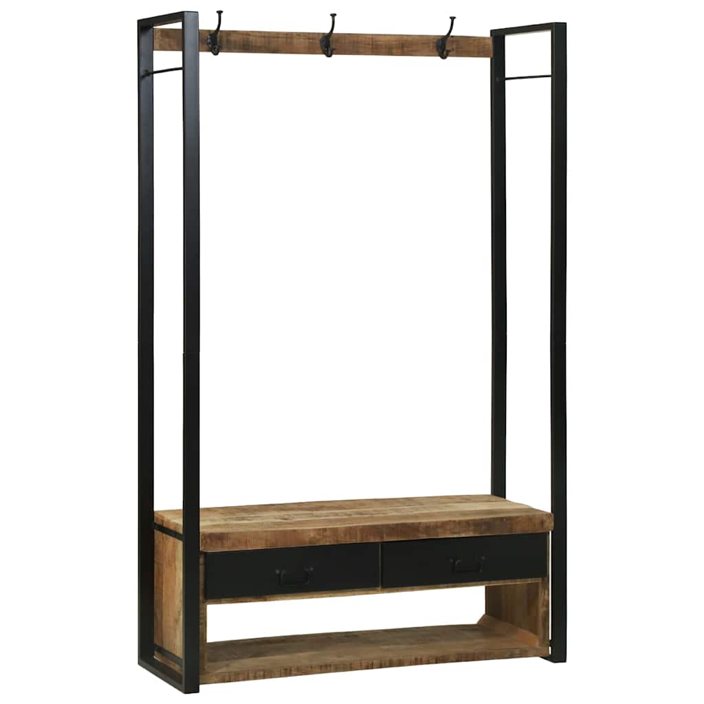 Rack de Roupas com gaveta Castanho Madeira de mangueira maciça