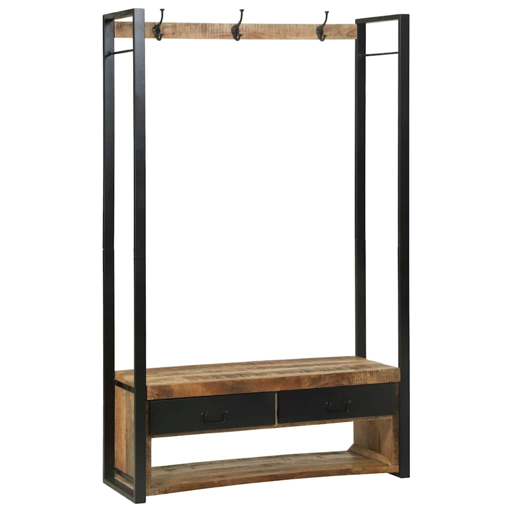 Rack de Roupas com gaveta Castanho Madeira de mangueira maciça