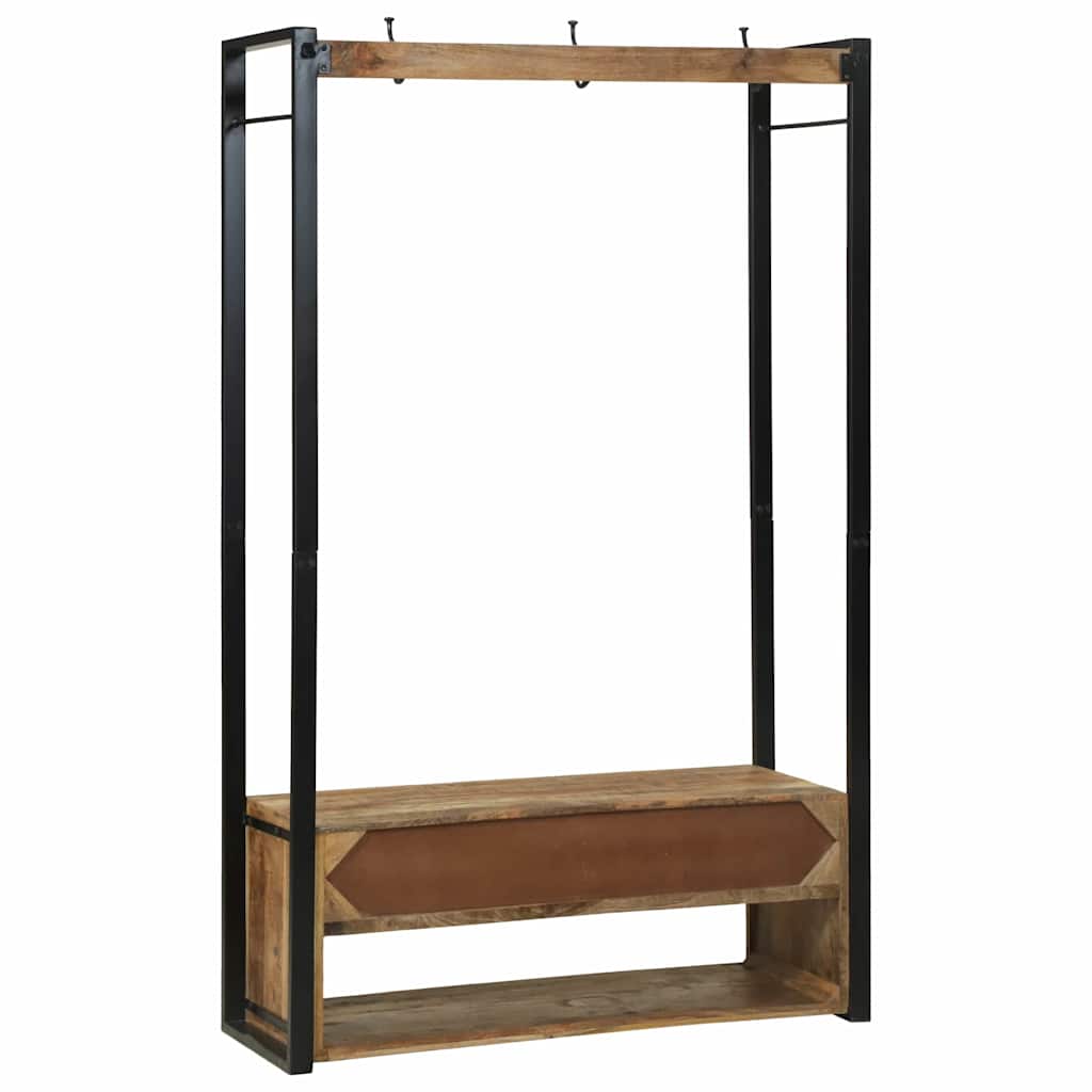 Rack de Roupas com gaveta Castanho Madeira de mangueira maciça