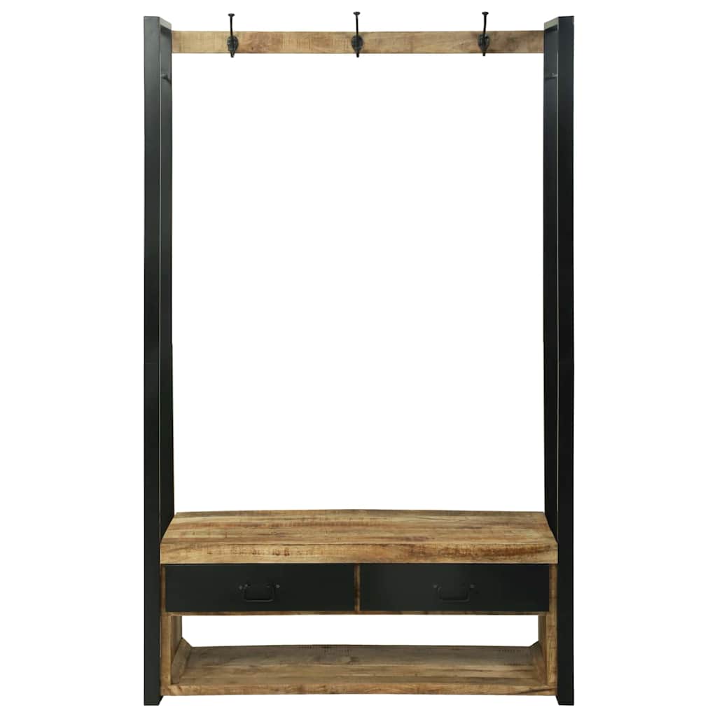 Rack de Roupas com gaveta Castanho Madeira de mangueira maciça