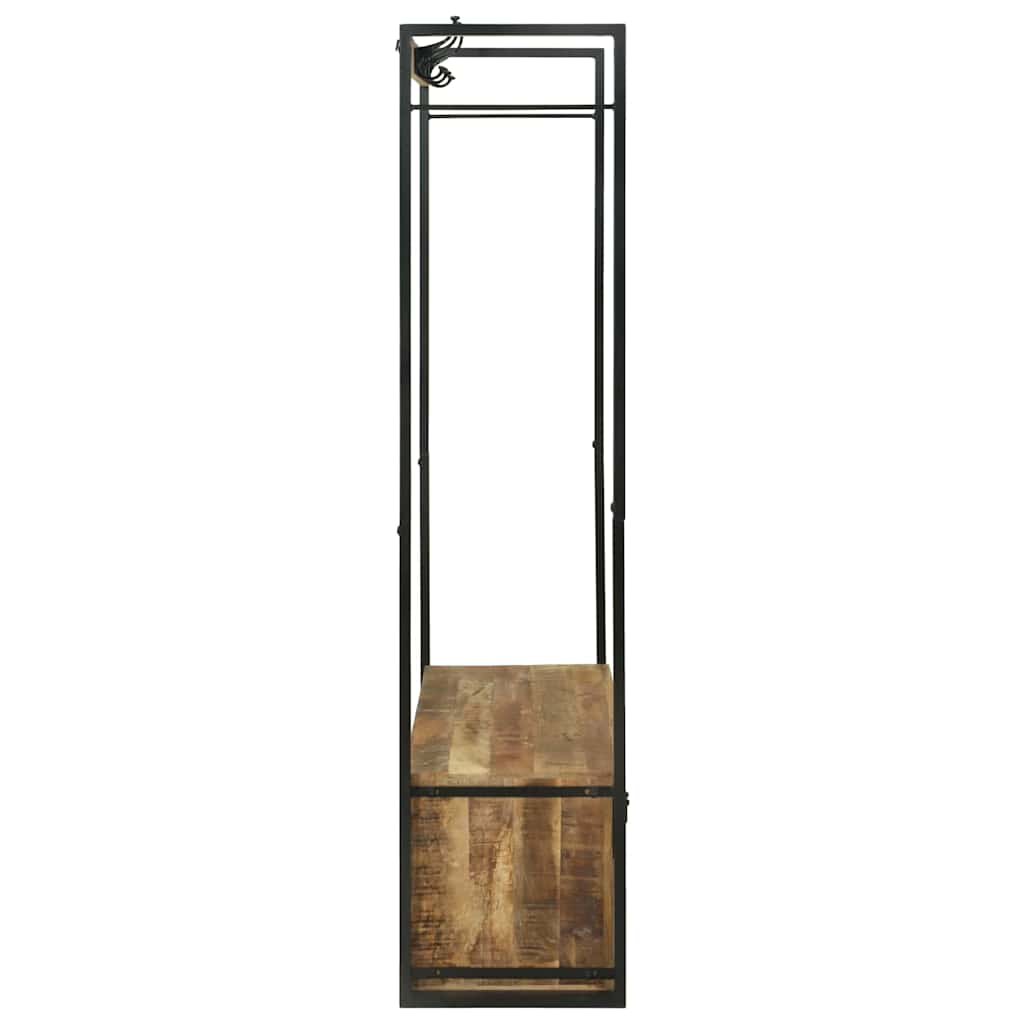 Rack de Roupas com gaveta Castanho Madeira de mangueira maciça