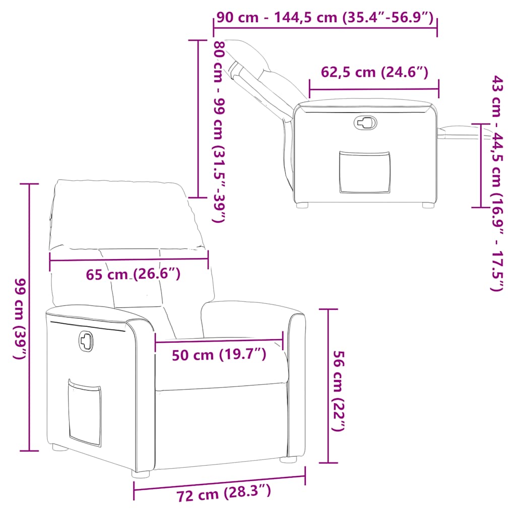 Poltrona reclinável tecido cinzento-acastanhado