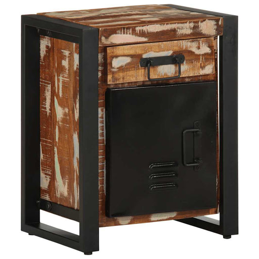 Mesa de cabeceira multicor 40x30x50cm madeira maciça recuperada