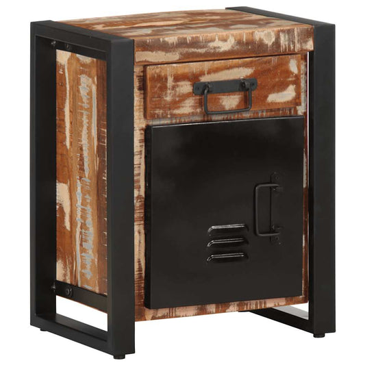Mesa de cabeceira multicor 40x30x50cm madeira maciça recuperada