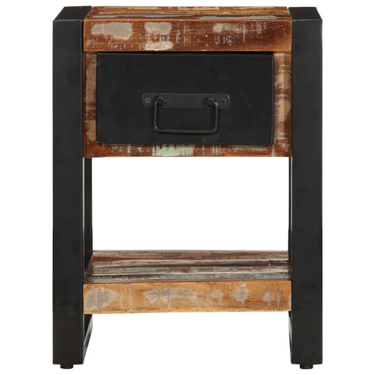 Mesa de cabeceira multicor 35x34x45cm madeira maciça recuperada