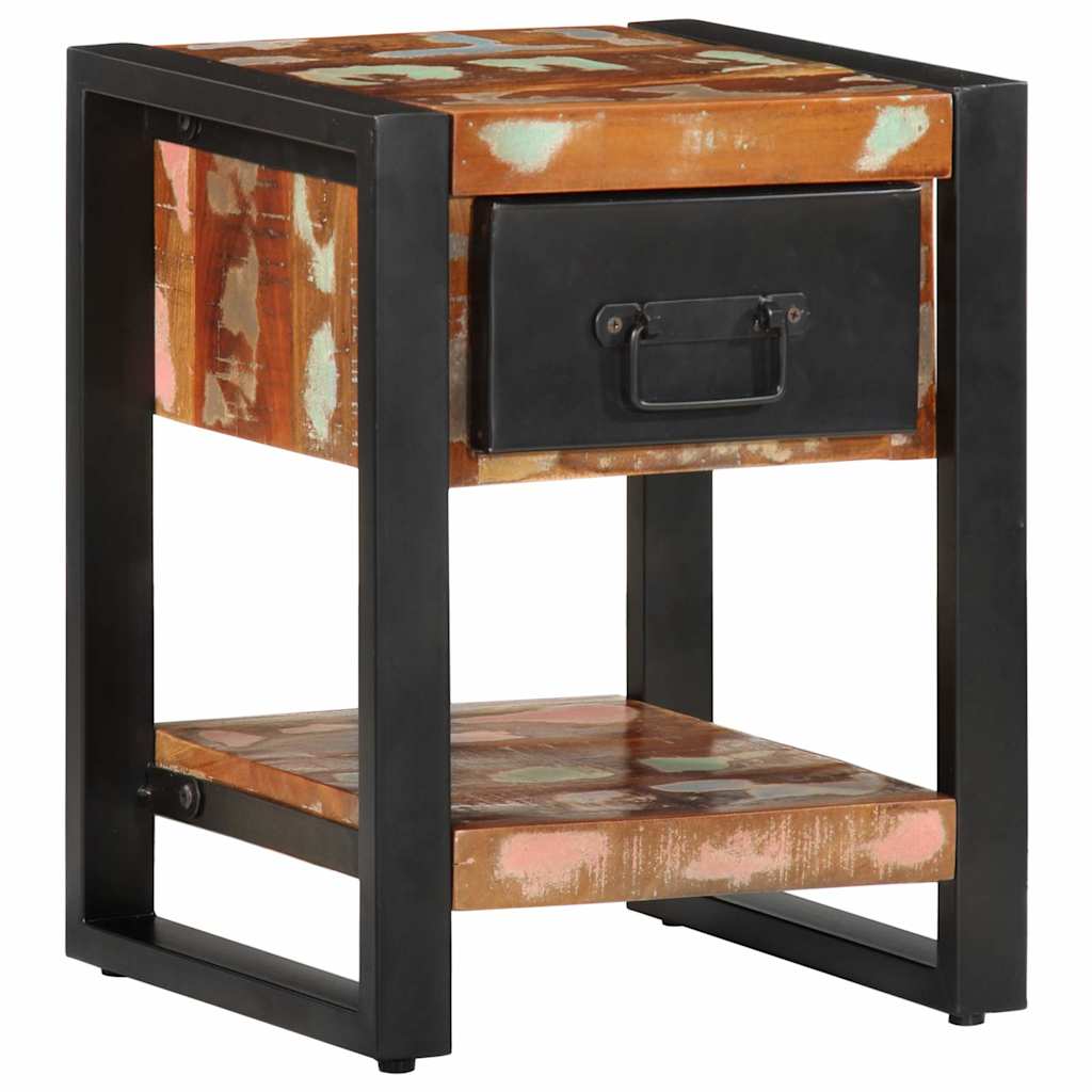 Mesa de cabeceira multicor 35x34x45cm madeira maciça recuperada