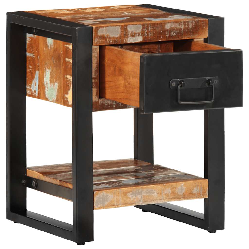 Mesa de cabeceira multicor 35x34x45cm madeira maciça recuperada