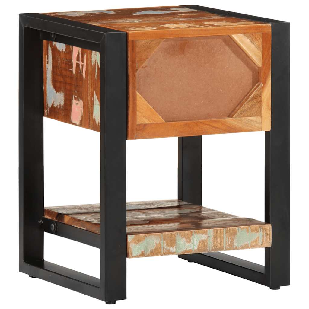 Mesa de cabeceira multicor 35x34x45cm madeira maciça recuperada