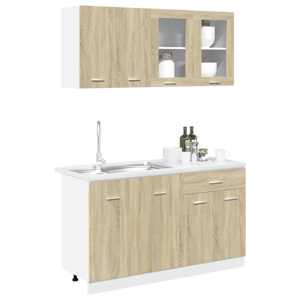 Conjunto de móveis de cozinha derivados madeira Lyon carvalho sonoma, 4 pcs