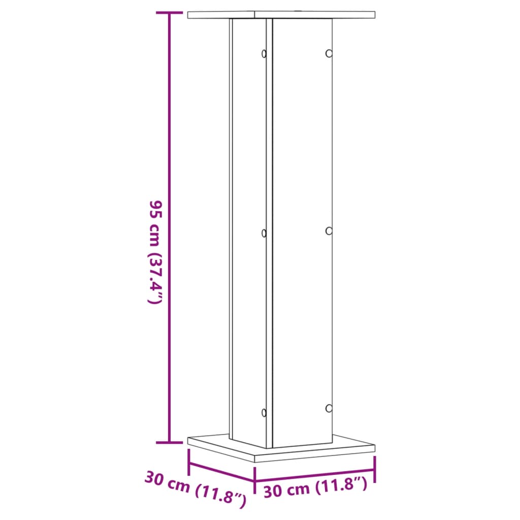 Suportes p/ plantas 2 pcs 30x30x95 cm derivados madeira branco