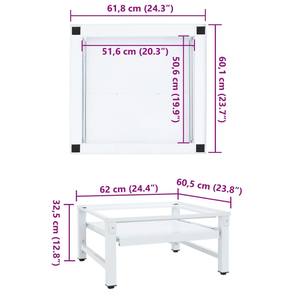 Suporte máquina lavar c/ prateleira extraível branco