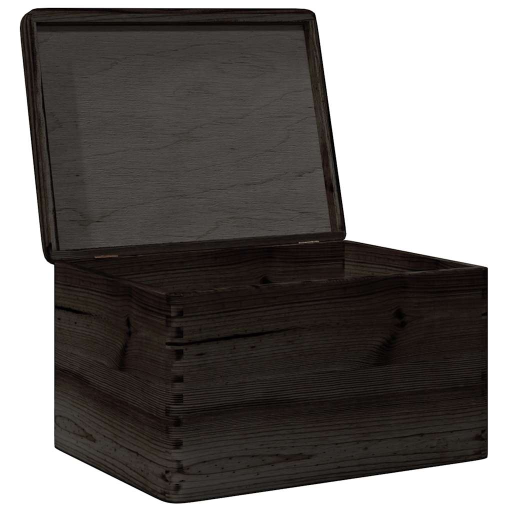 Caixa de madeira tampa preta 40x30x23cm pinho madeira maciça