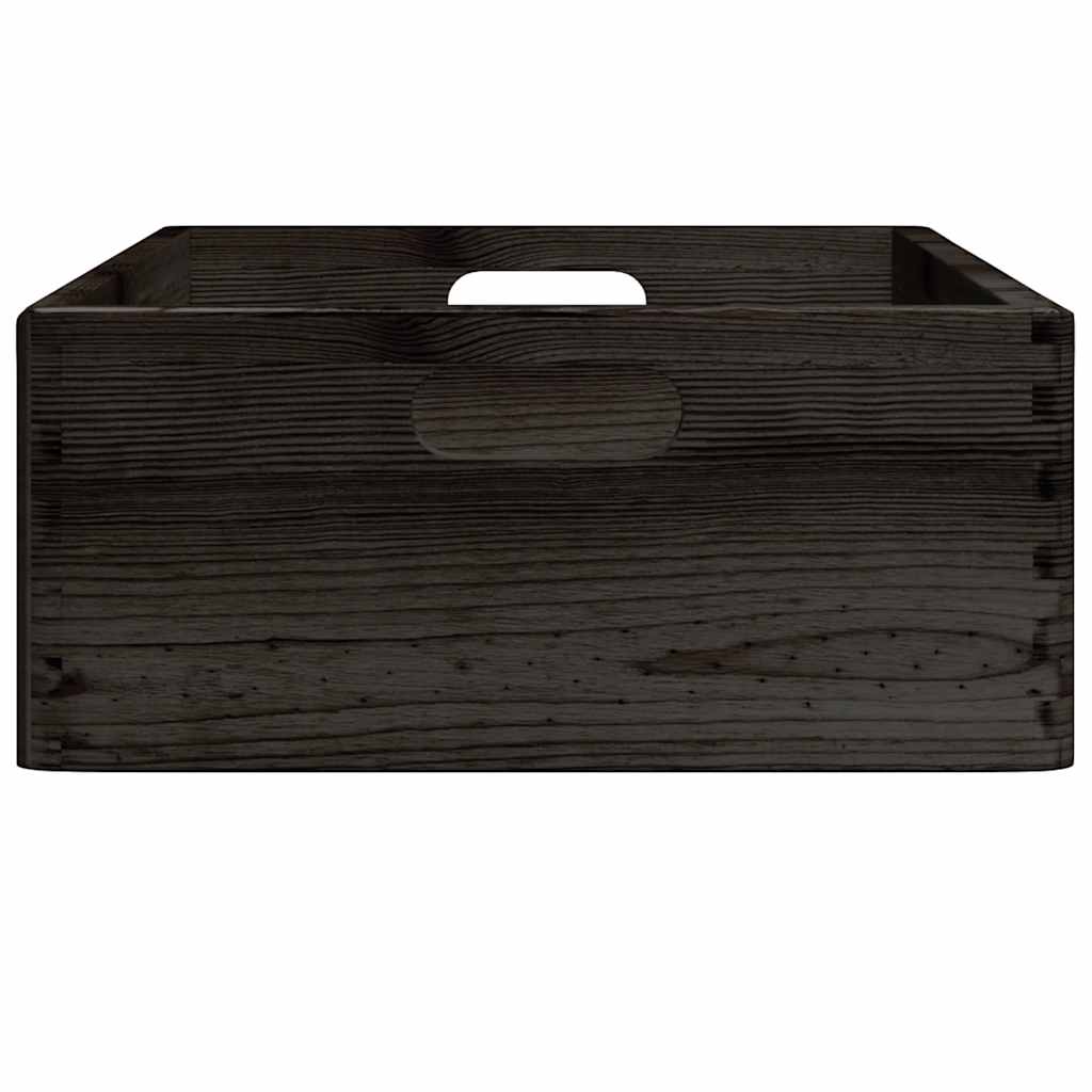 Caixa madeira com pegas preta 40x30x13 cm pinho madeira maciça