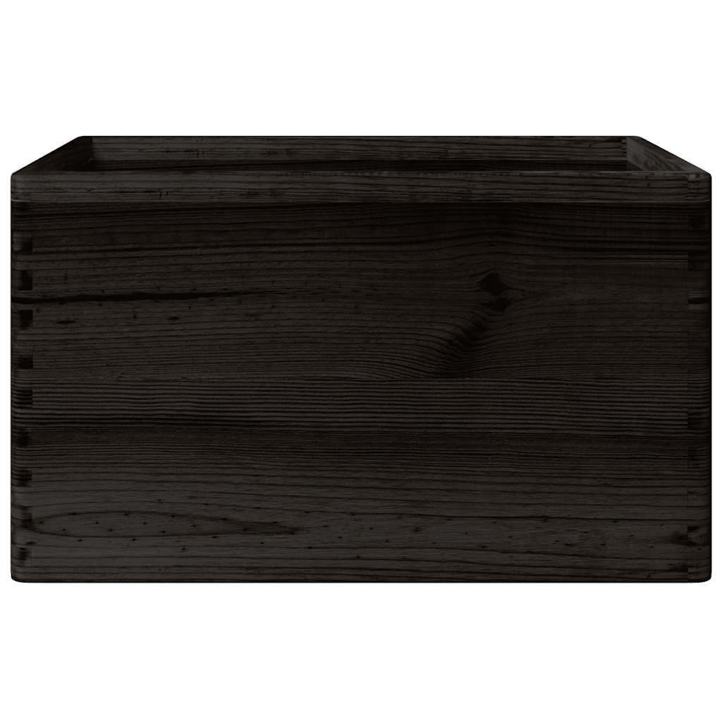 Caixa madeira com pegas preta 40x30x23 cm pinho madeira maciça