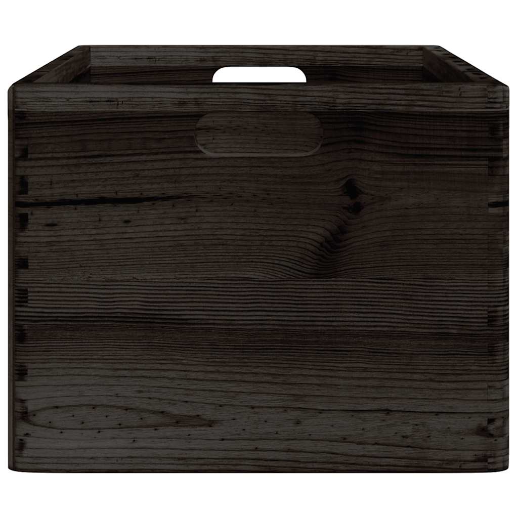 Caixa madeira com pegas preta 40x30x23 cm pinho madeira maciça