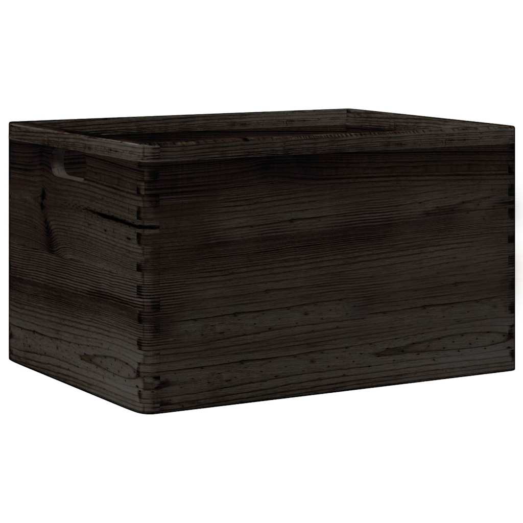Caixa madeira com pegas preta 40x30x23 cm pinho madeira maciça