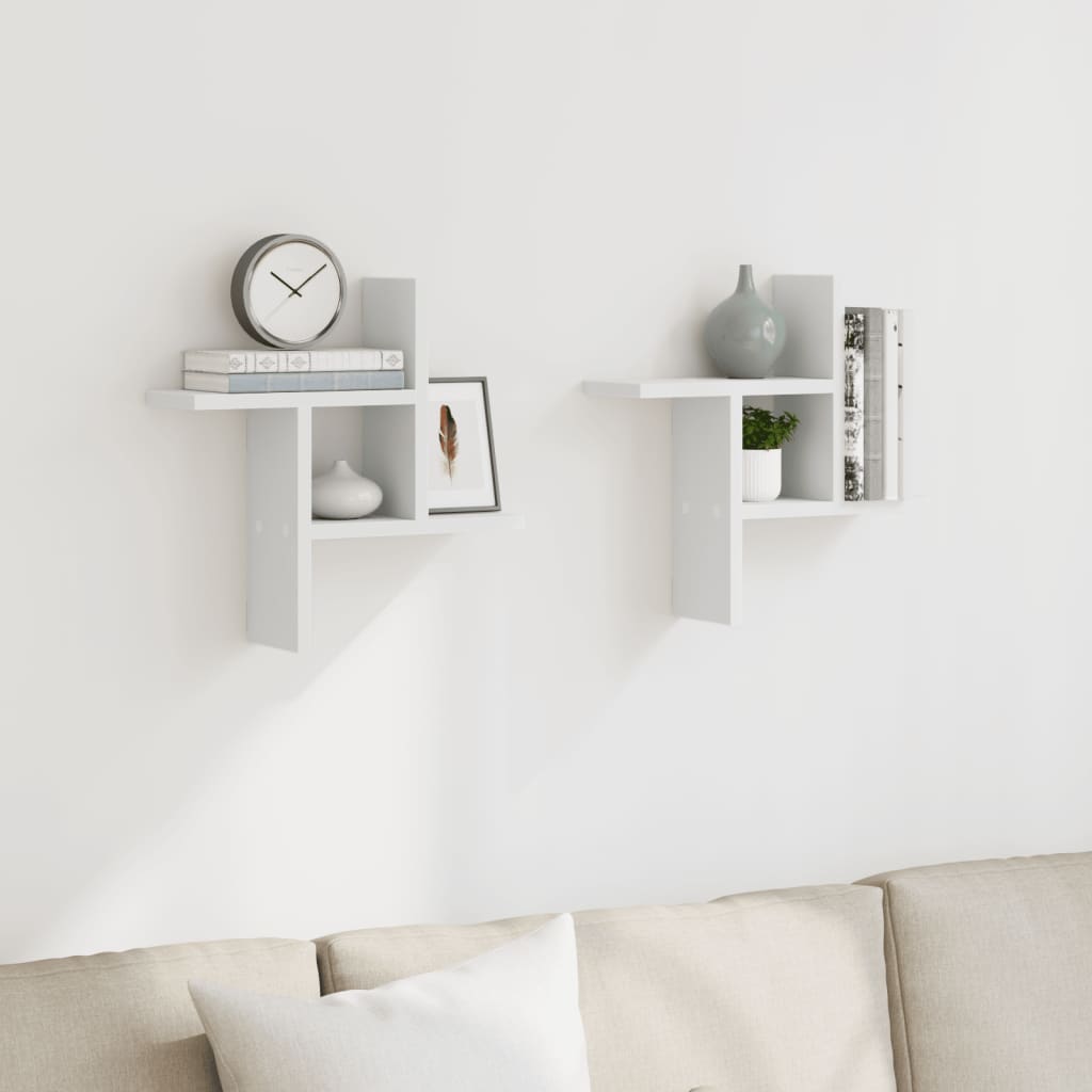 Prateleiras de parede 2 pcs 38x12x38cm derivados madeira branco