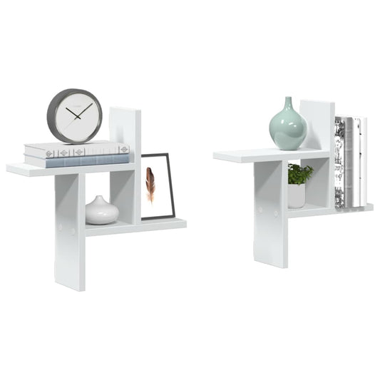 Prateleiras de parede 2 pcs 38x12x38cm derivados madeira branco