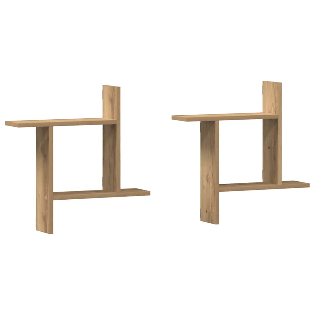 Prateleiras de parede 2pcs derivados madeira carvalho artisiano