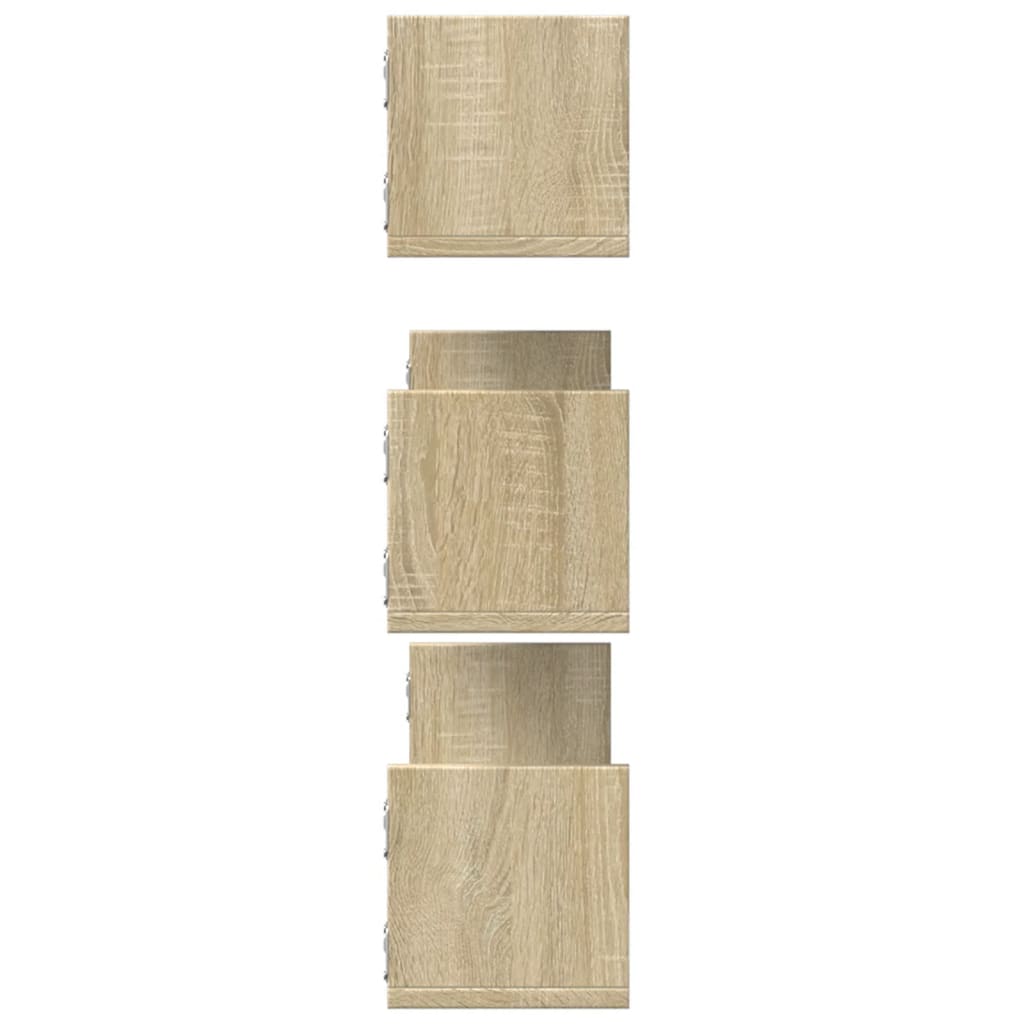 Prateleiras de parede 3 pcs derivados madeira carvalho sonoma