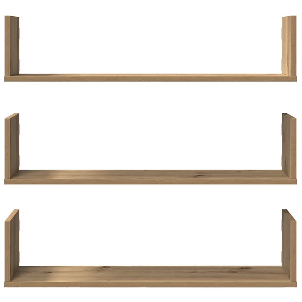 Prateleiras de parede 3pcs derivados madeira carvalho artisiano
