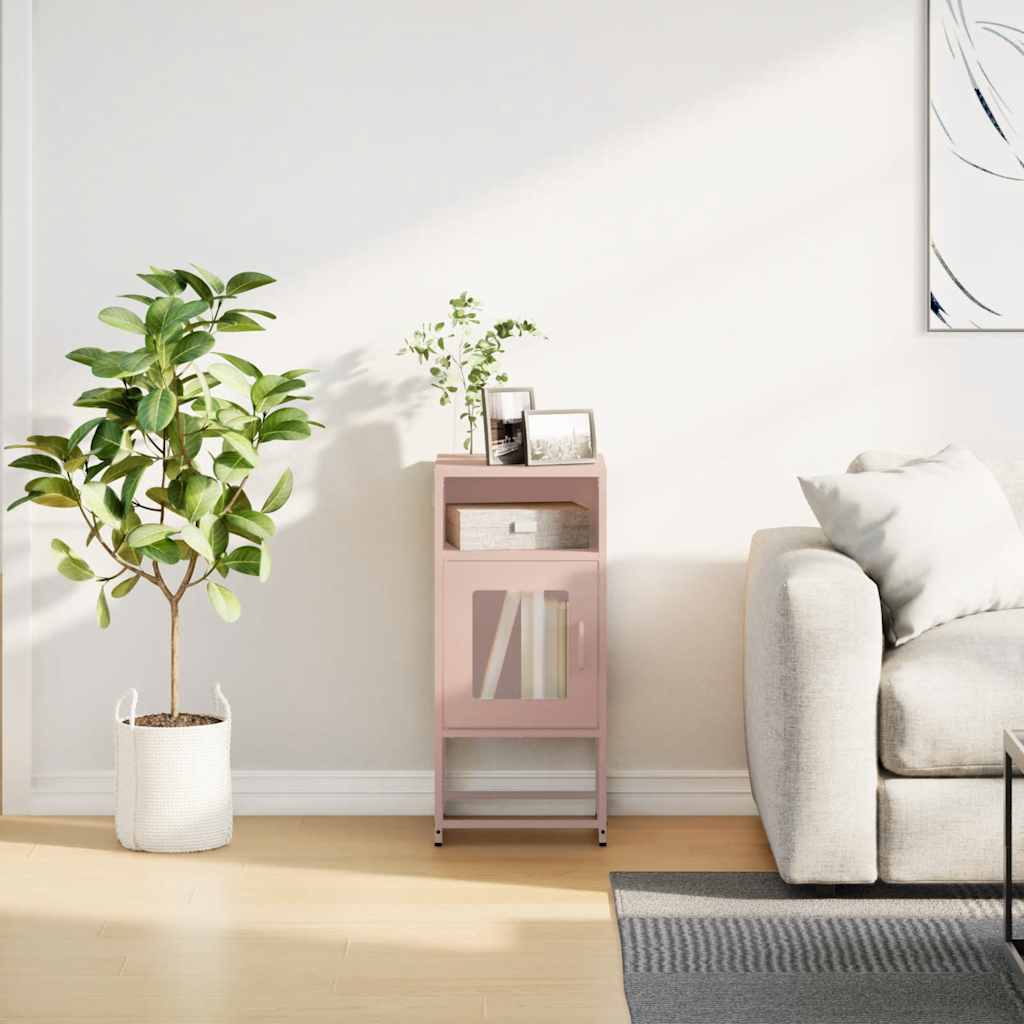 Mesa de cabeceira 36x39x78 cm aço laminado a frio rosa