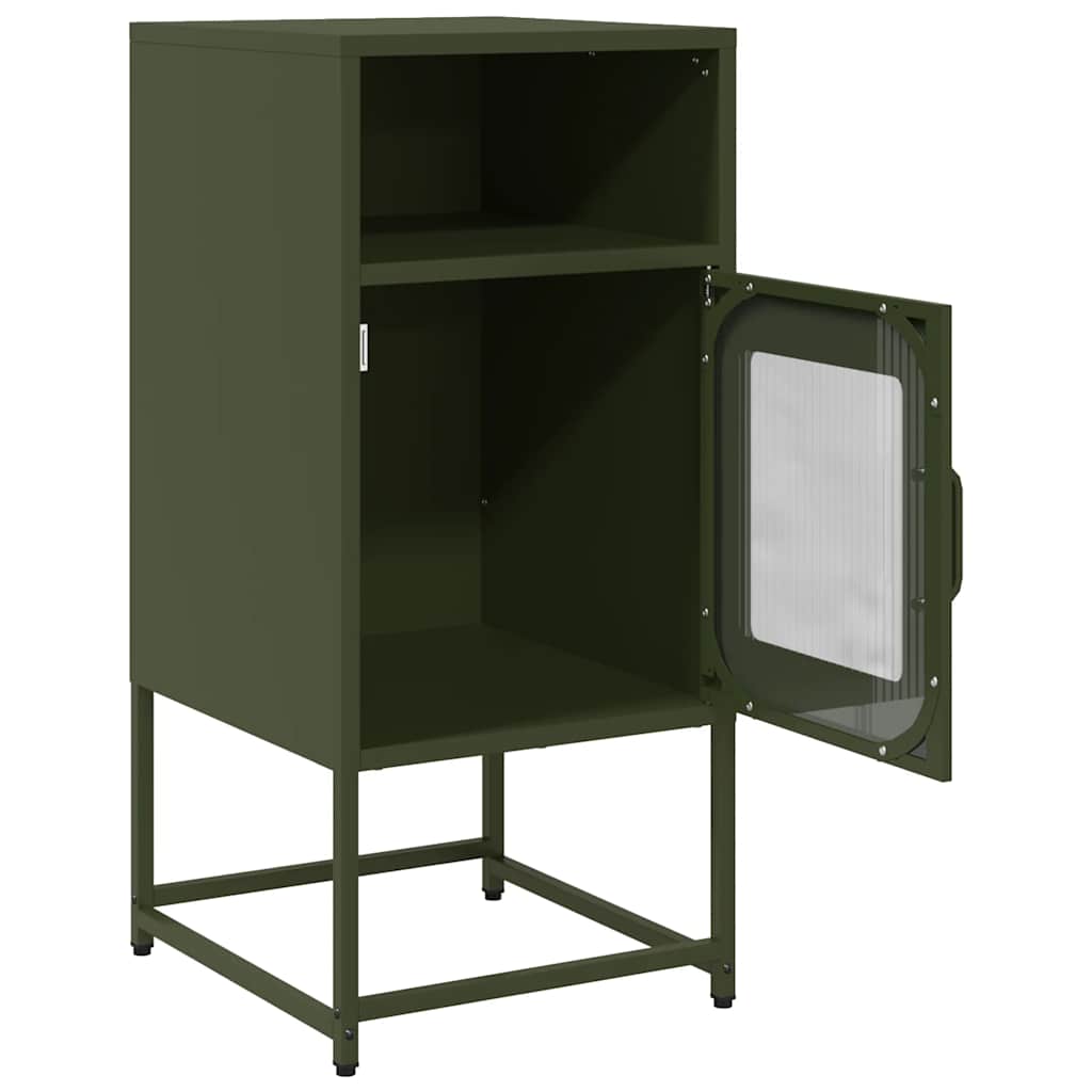 Mesa de cabeceira 36x39x78cm aço laminado a frio verde-azeitona