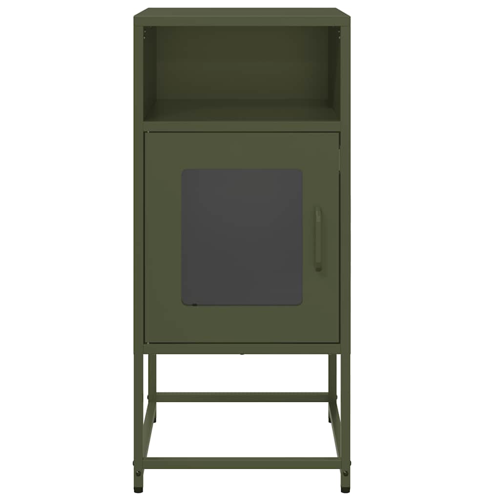 Mesa de cabeceira 36x39x78cm aço laminado a frio verde-azeitona