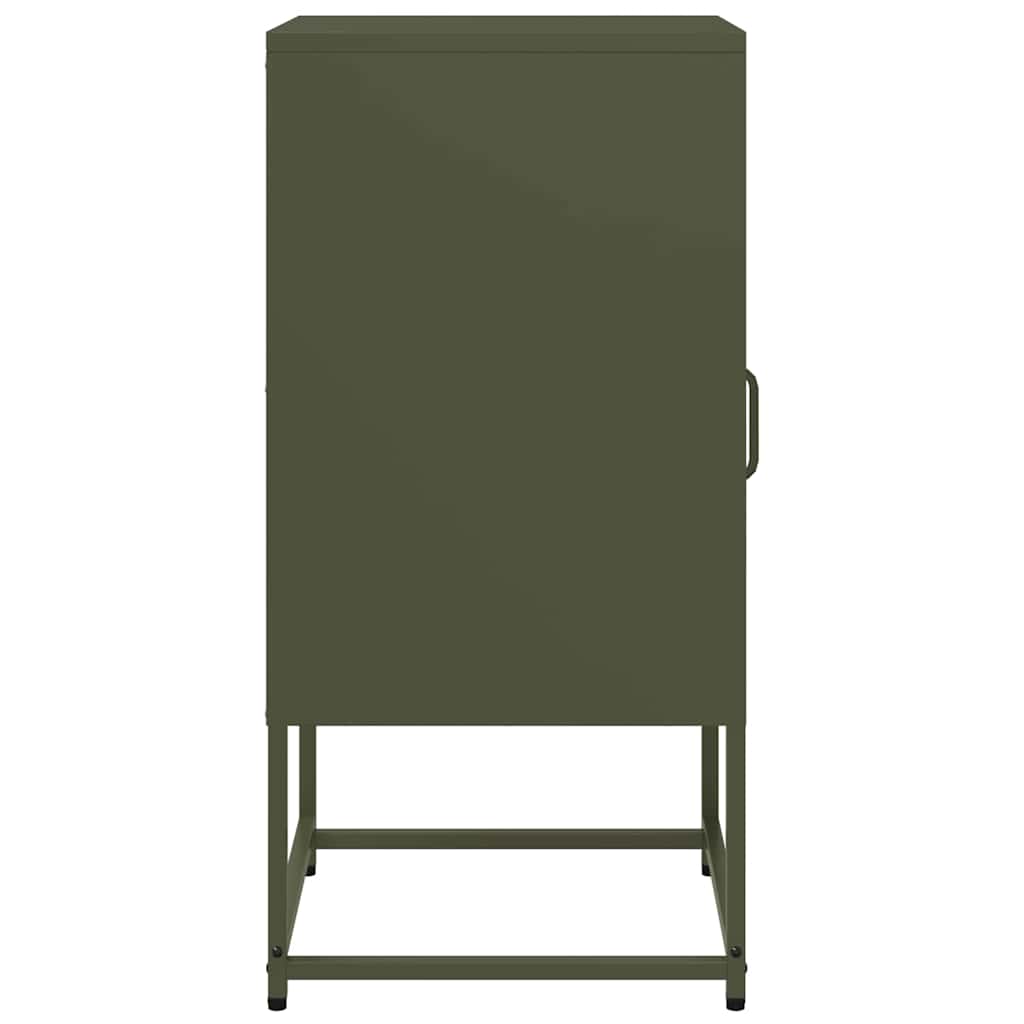 Mesa de cabeceira 36x39x78cm aço laminado a frio verde-azeitona